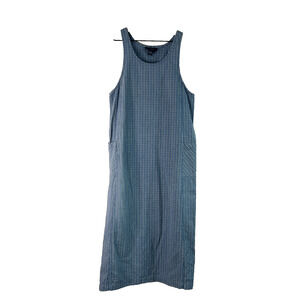 Vintage TY Wear Chore Dress 8 Blue Gingham Pinafore Maxi 90s Cottage Countrycore